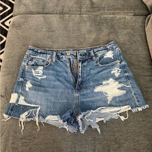 American Eagle Outfitters Blue Distressed Jean Shorts
